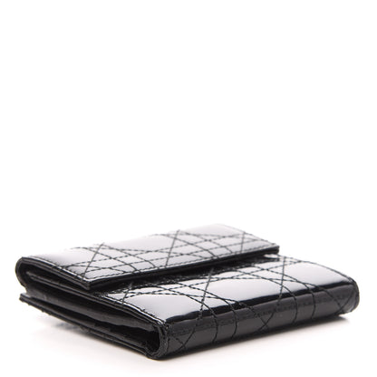 Christian Dior Patent Cannage Lady Dior Compact Wallet Black 4 of 7
