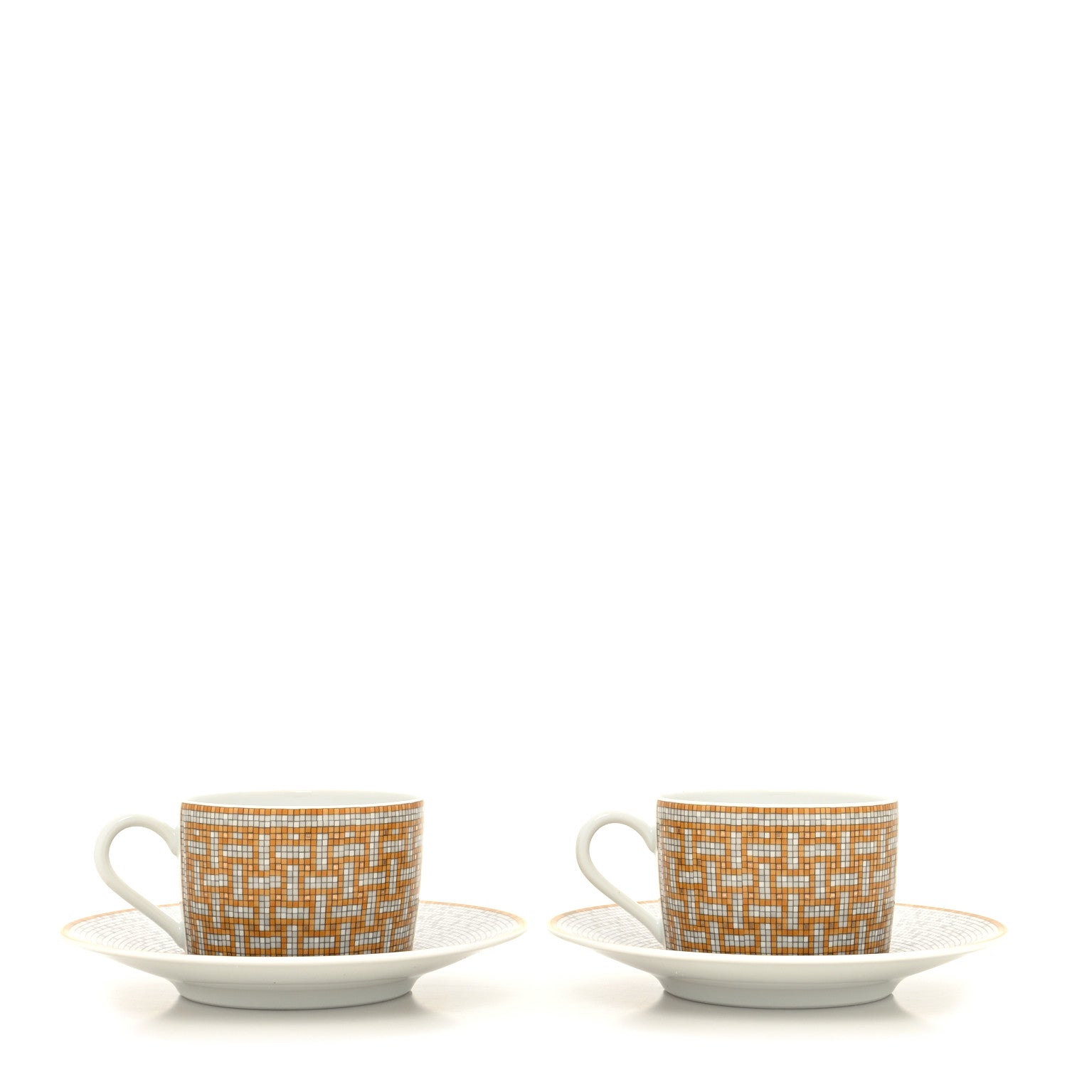 Hermes Porcelain 24 Gold Mosaique Teapot Cup Set Gold 10 of 18