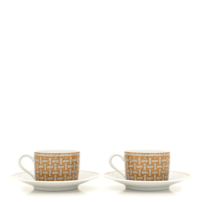 Hermes Porcelain 24 Gold Mosaique Teapot Cup Set Gold 10 of 18