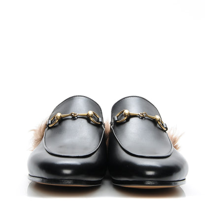 Gucci Calfskin Fur Womens Princetown Slippers 36 Black 2 of 7