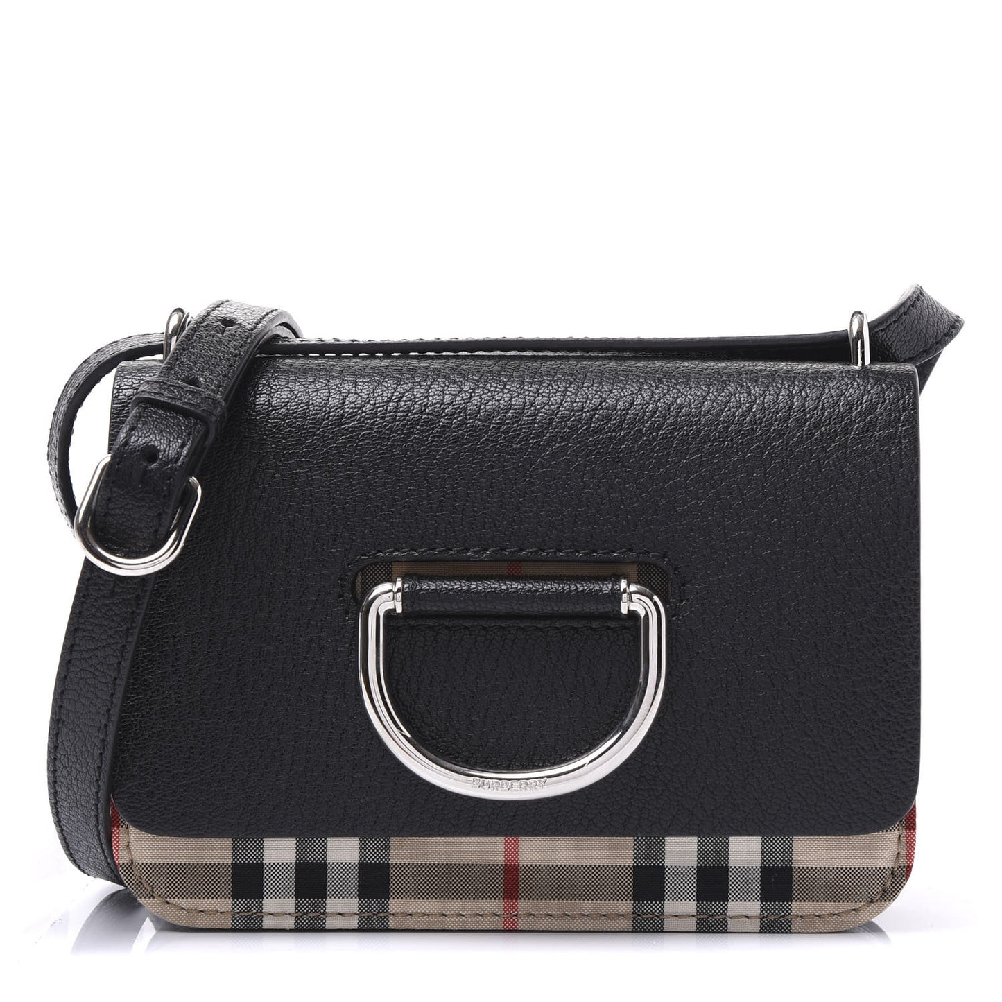 Goatskin Vintage Check Mini D-Ring Bag Black
