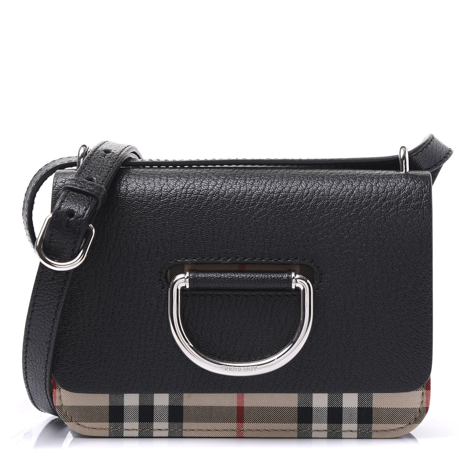 Burberry Goatskin Vintage Check Mini D-Ring Bag Black 1 of 9
