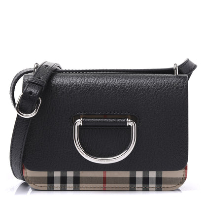 Burberry Goatskin Vintage Check Mini D-Ring Bag Black 1 of 9