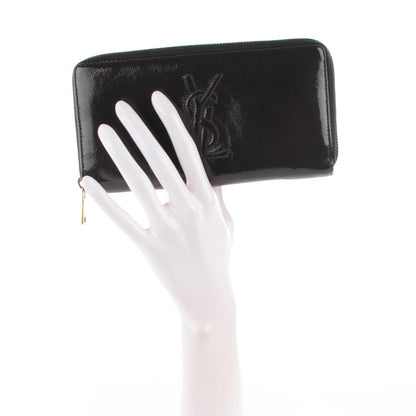 Saint Laurent Textured Patent Calfskin Belle De Jour Zip Around Wallet Black 2 of 8