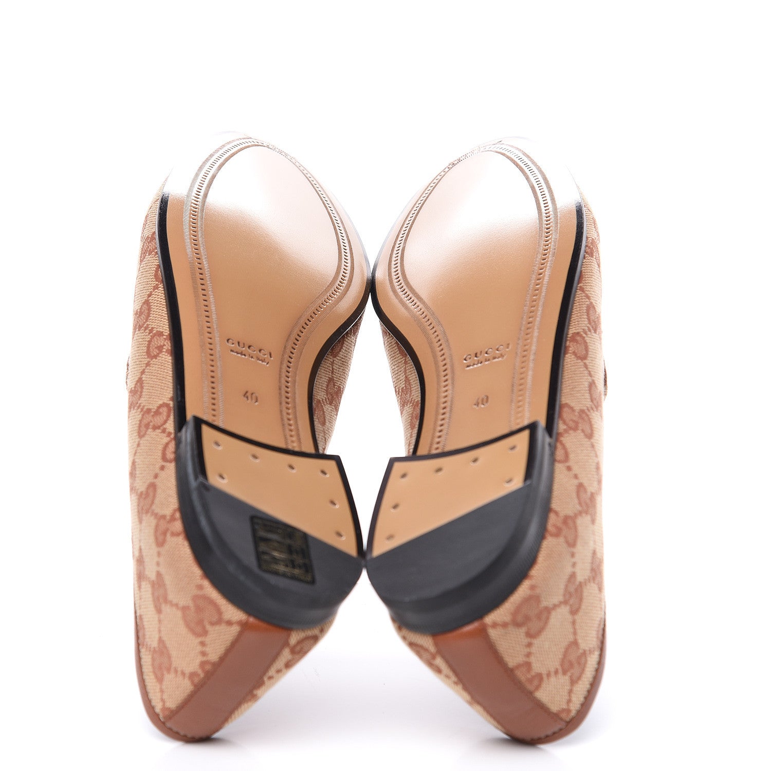 Gucci Canvas GG Monogram Horsebit Womens Jordaan Loafers 40 Beige Ruggine Rust 5 of 9