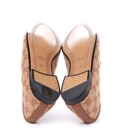 Gucci Canvas GG Monogram Horsebit Womens Jordaan Loafers 40 Beige Ruggine Rust 5 of 9