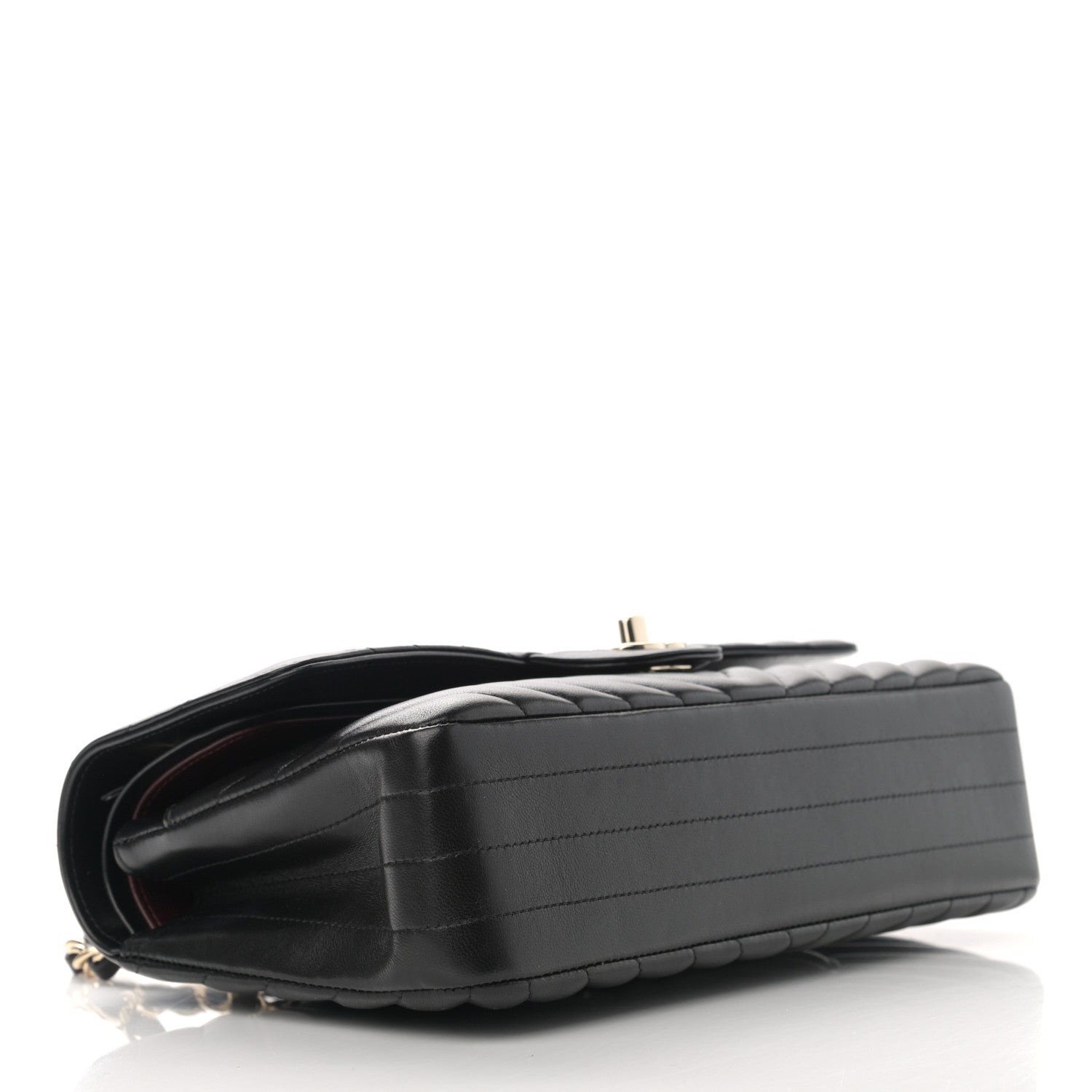Chanel Lambskin Chevron Quilted Medium Double Flap Black 3 of 14