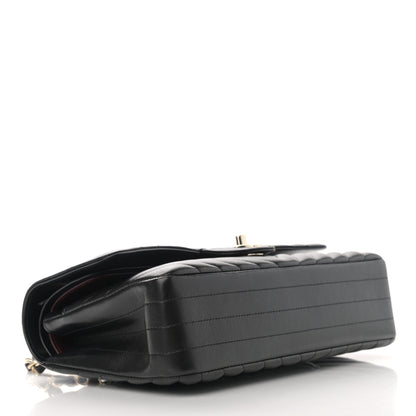 Chanel Lambskin Chevron Quilted Medium Double Flap Black 3 of 14