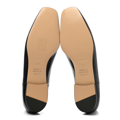 Hermes Goatskin Womens Time Loafers 36.5 Black 5 of 7