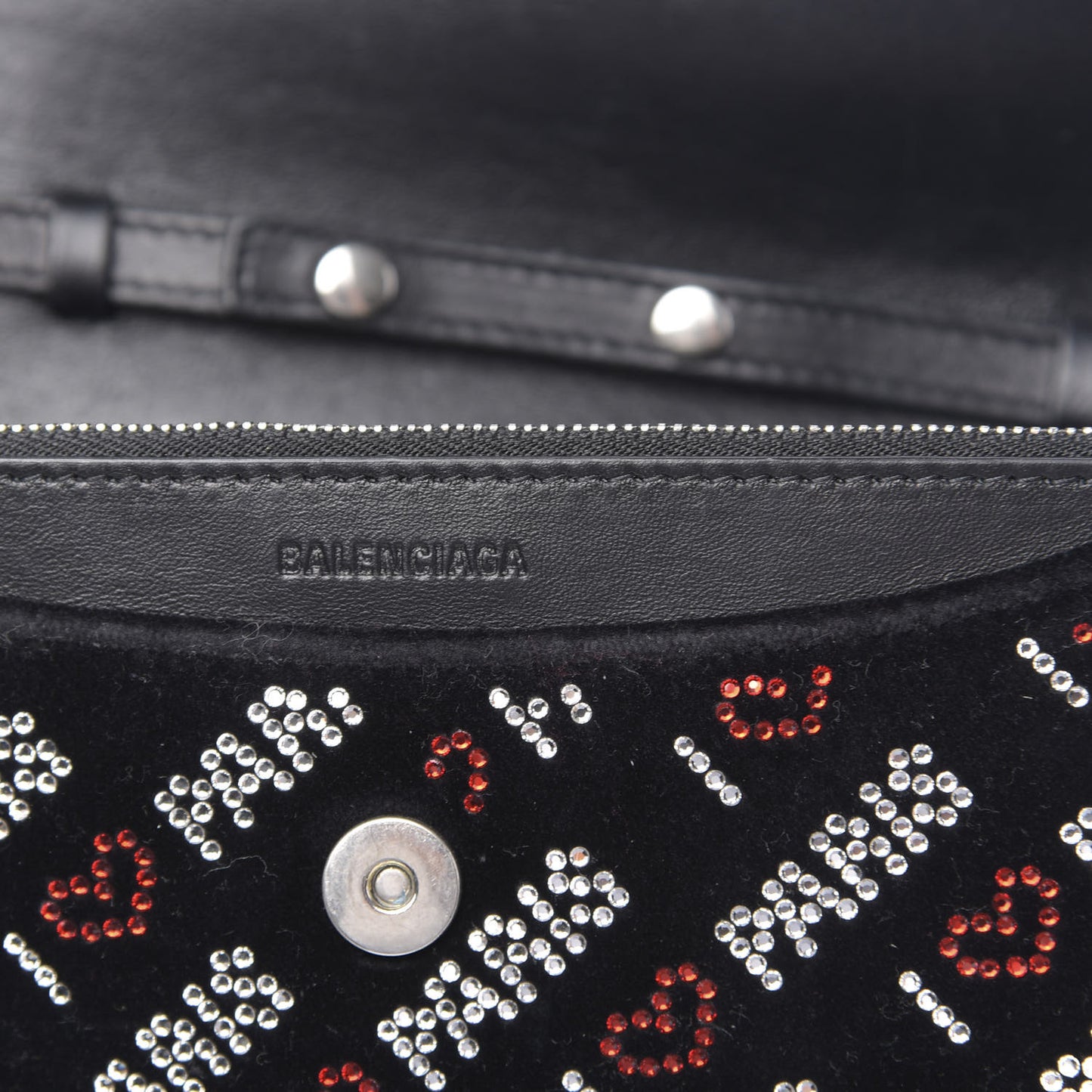 Velvet Crystal I Love Paris BB Wallet On Chain Black