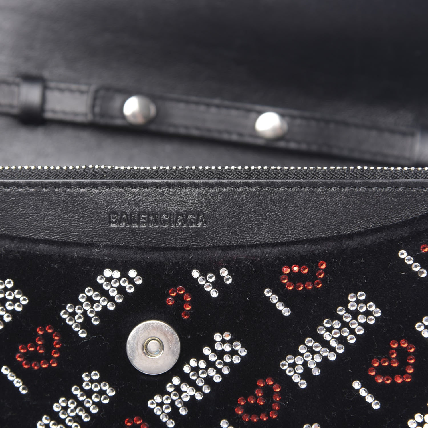 Balenciaga Velvet Crystal I Love Paris BB Wallet On Chain Black 6 of 16