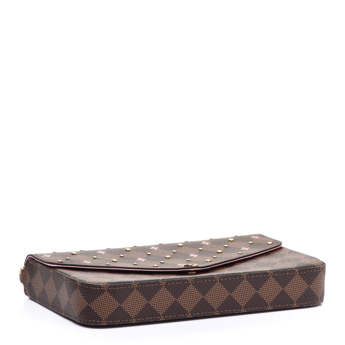 Damier Ebene Studded Pochette Felicie Chain Wallet