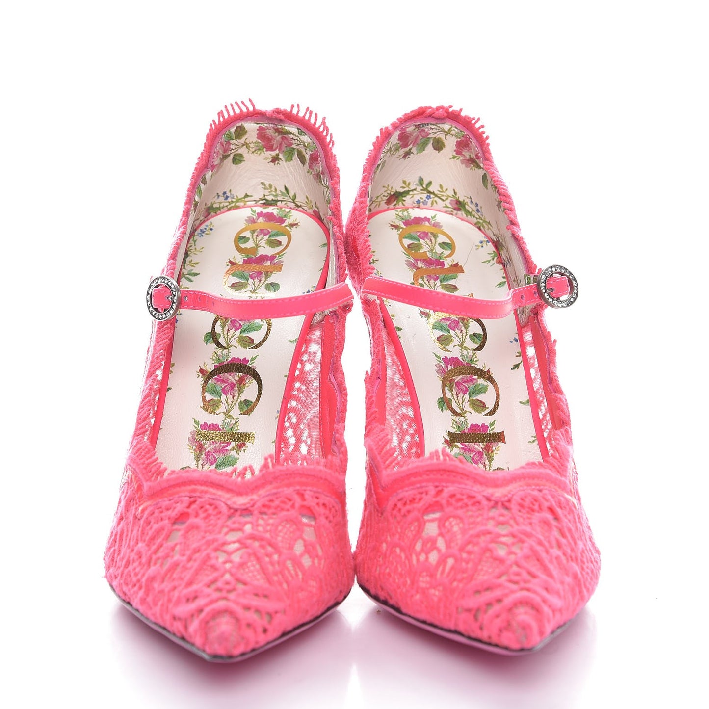 Lace Pizzo Venice Pumps 37 Fuxia Fluo Mystic White