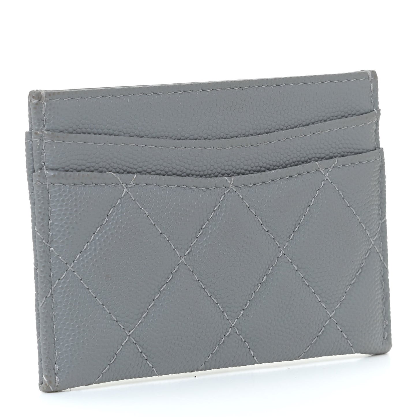 Caviar Quilted Card Holder Grey