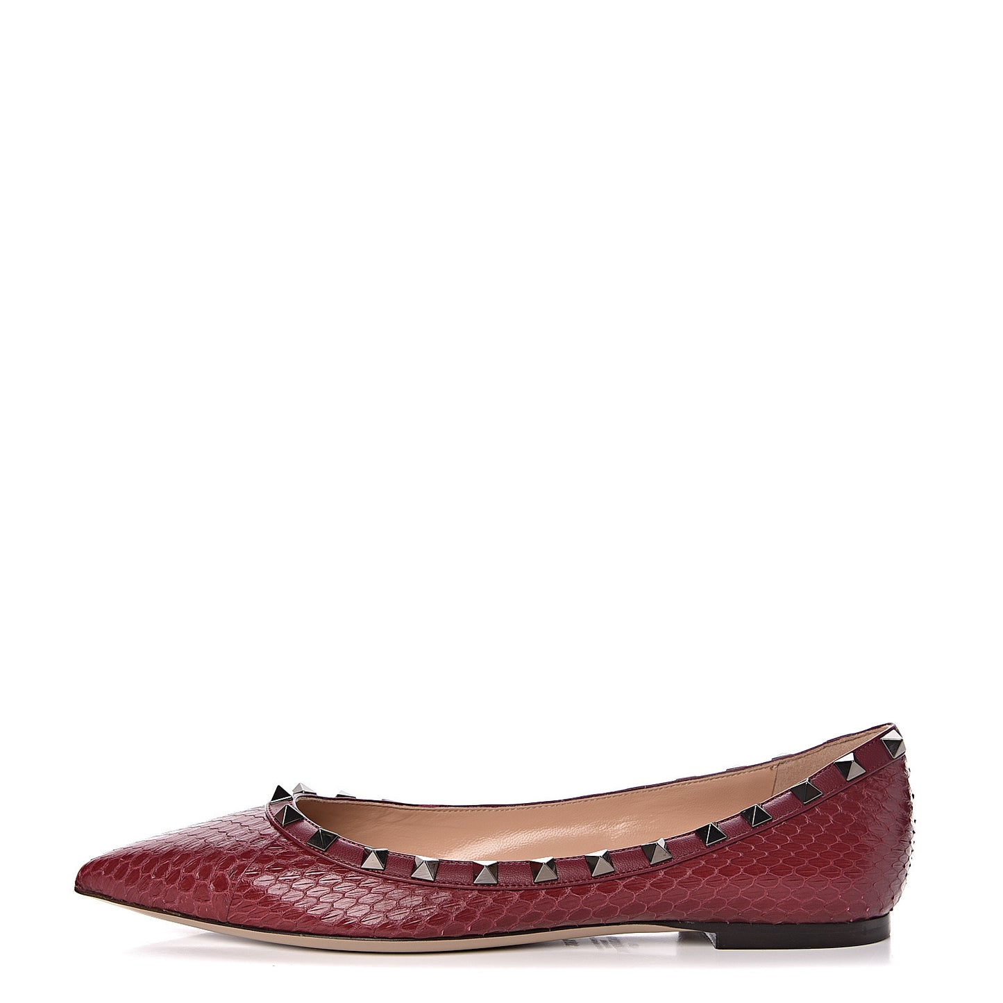 Ayers Snakeskin Rockstud Ballerina Flats 38.5 Cerise