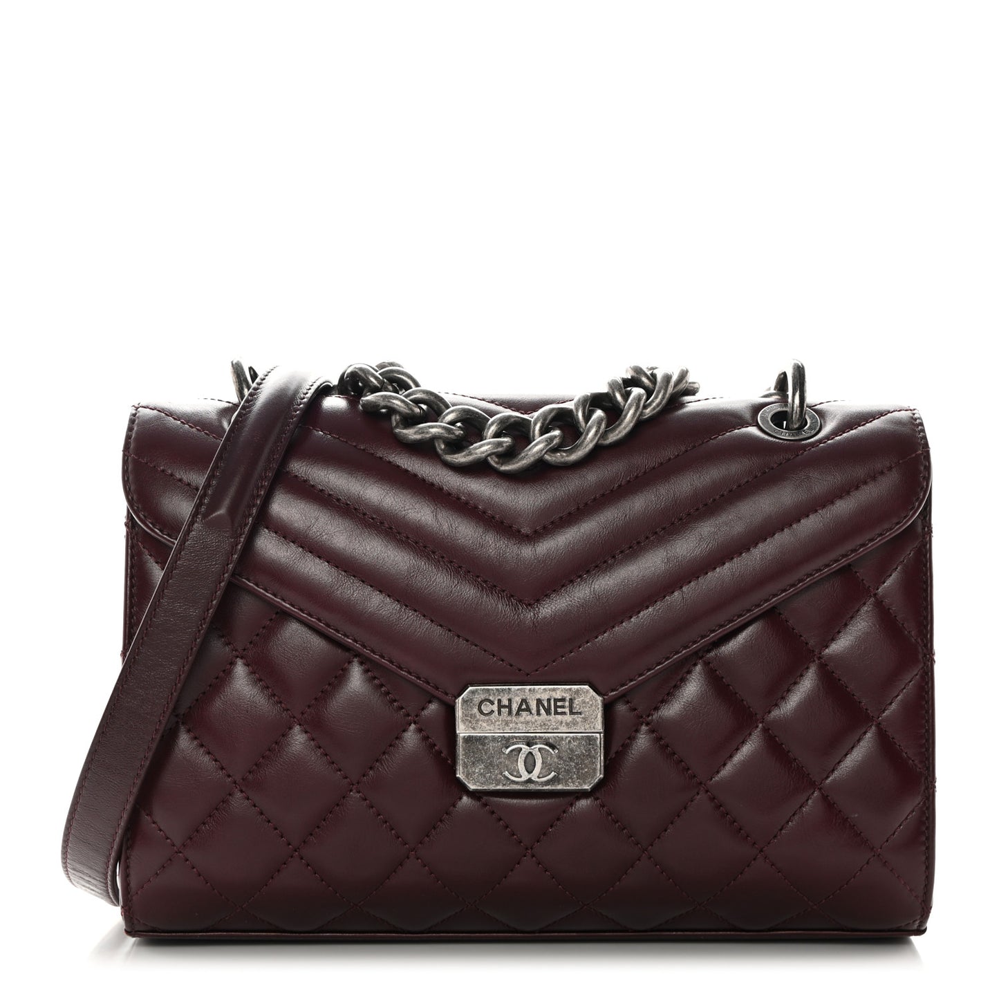 Calfskin Quilted Mad About Quilting Medium Flap Burgundy