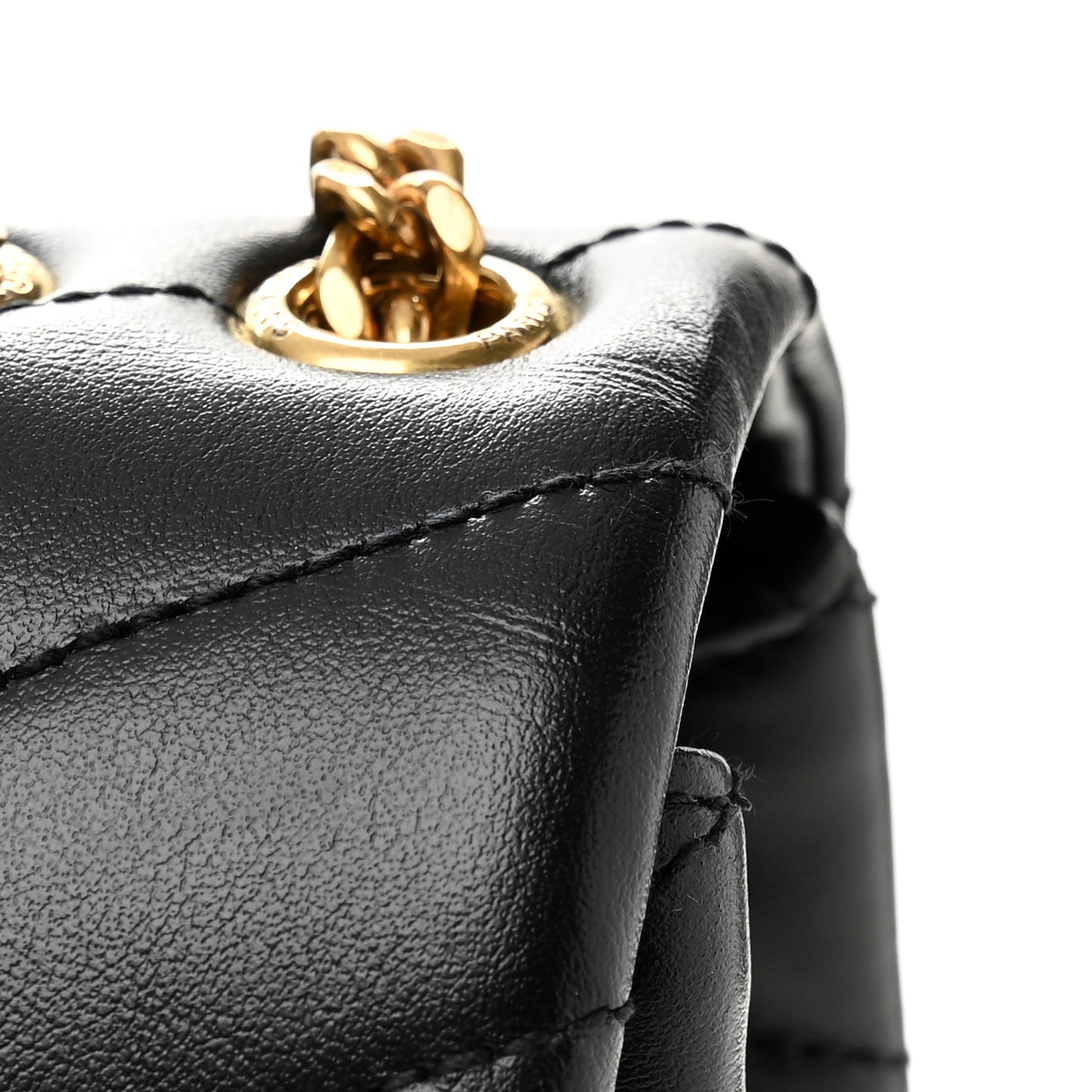 Calfskin Y Quilted Monogram Small Loulou Chain Satchel Black