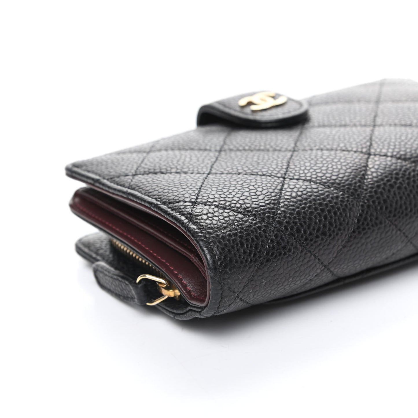 Caviar Quilted Zipped Pocket Wallet Black