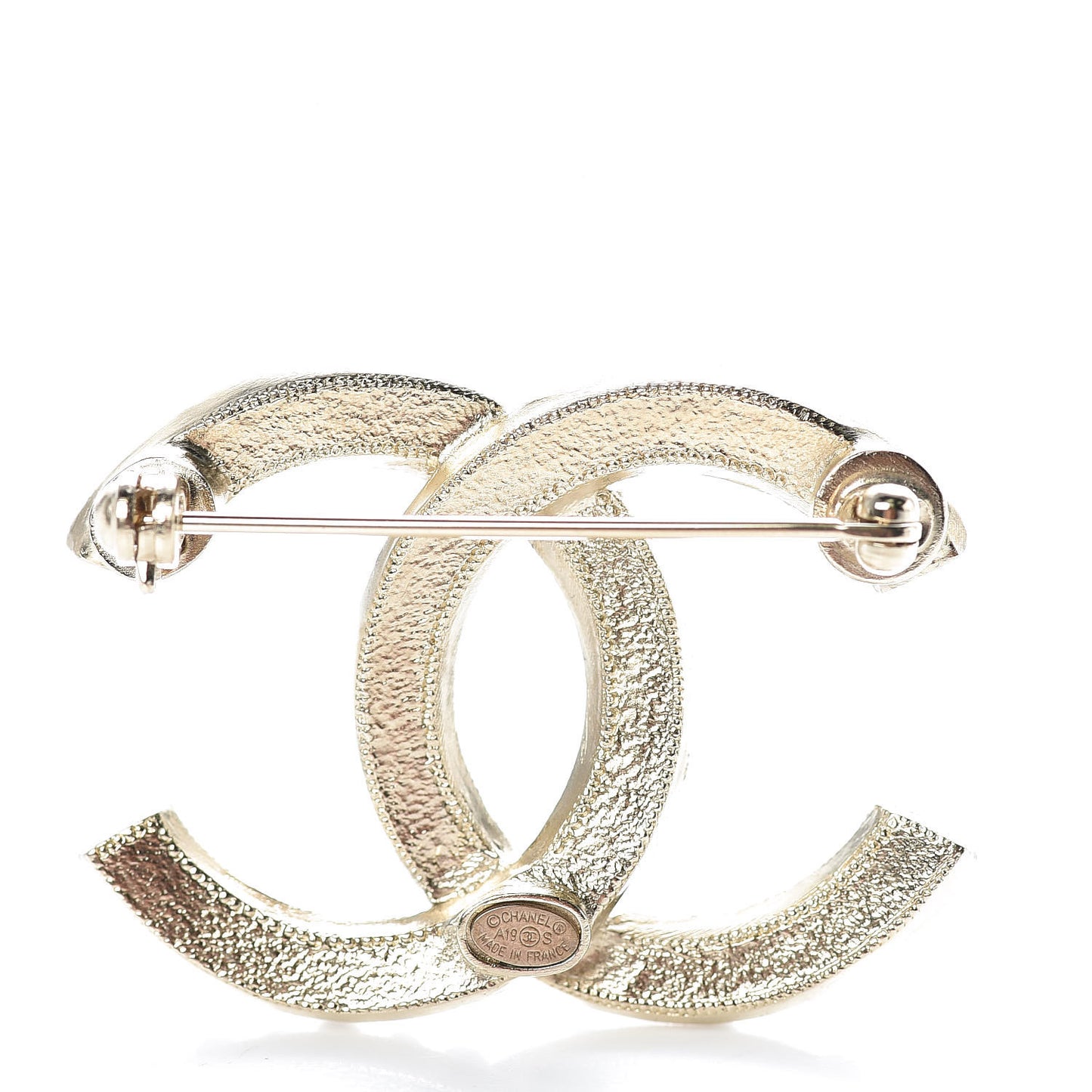 Pearl Enamel CC Brooch Black Gold