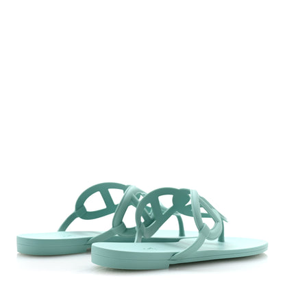 Hermes Rubber Womens Egerie Sandals 37 Vert Embrun 5 of 10