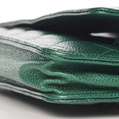 Chanel Metallic Caviar Quilted Wallet On Chain WOC Green 6 of 11