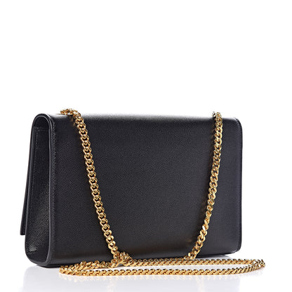 Saint Laurent Grain De Poudre Medium Classic Monogram Kate Satchel Black 3 of 9