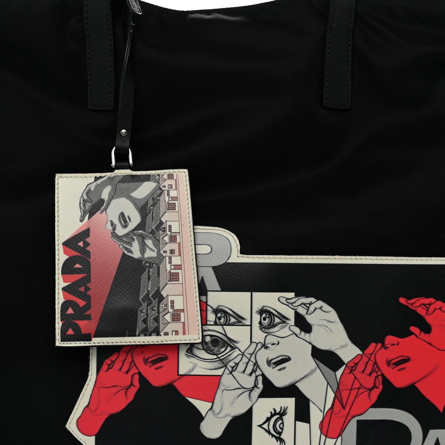Prada X JAMES JEAN Tessuto Nylon Patch Shopping Tote Black 8 of 12
