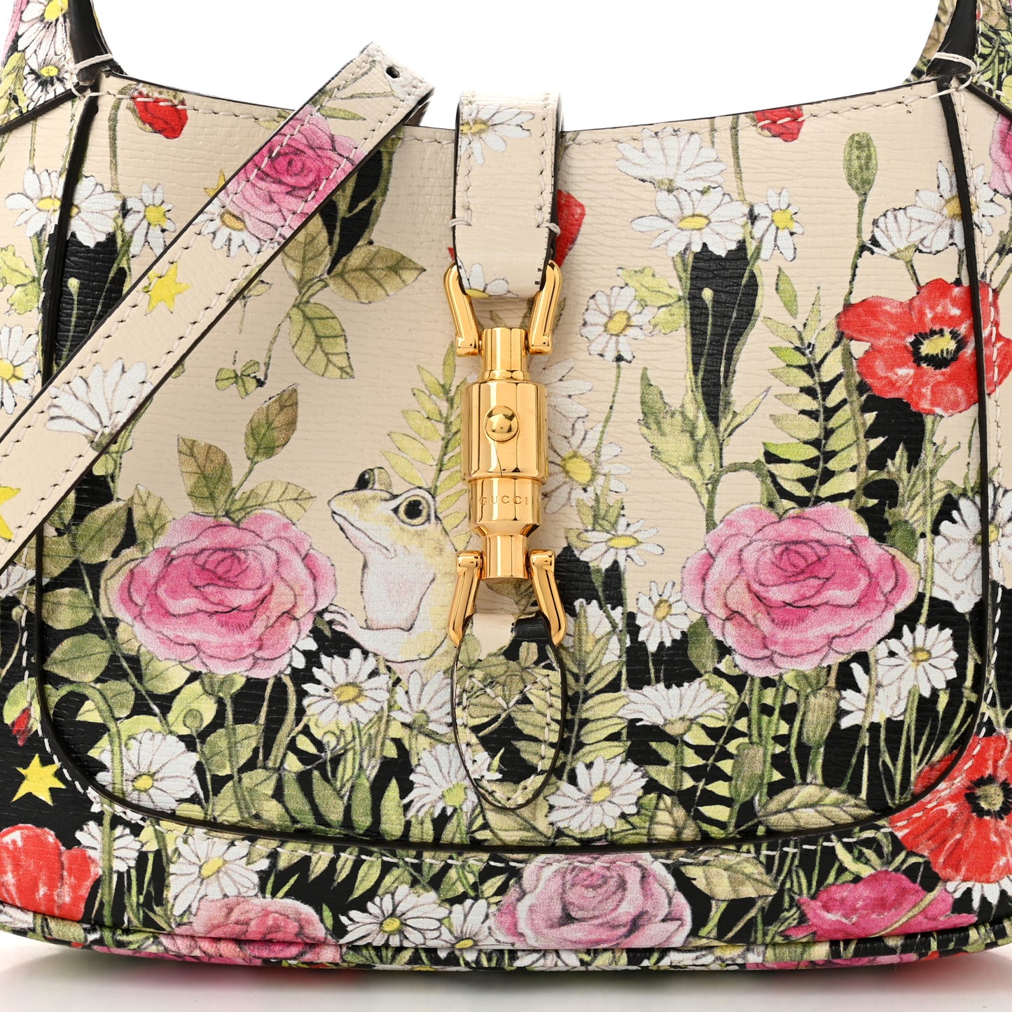 X YUKO HIGUCHI Shangai Calfskin Floral Print Mini Jackie 1961 Hobo White Multicolor
