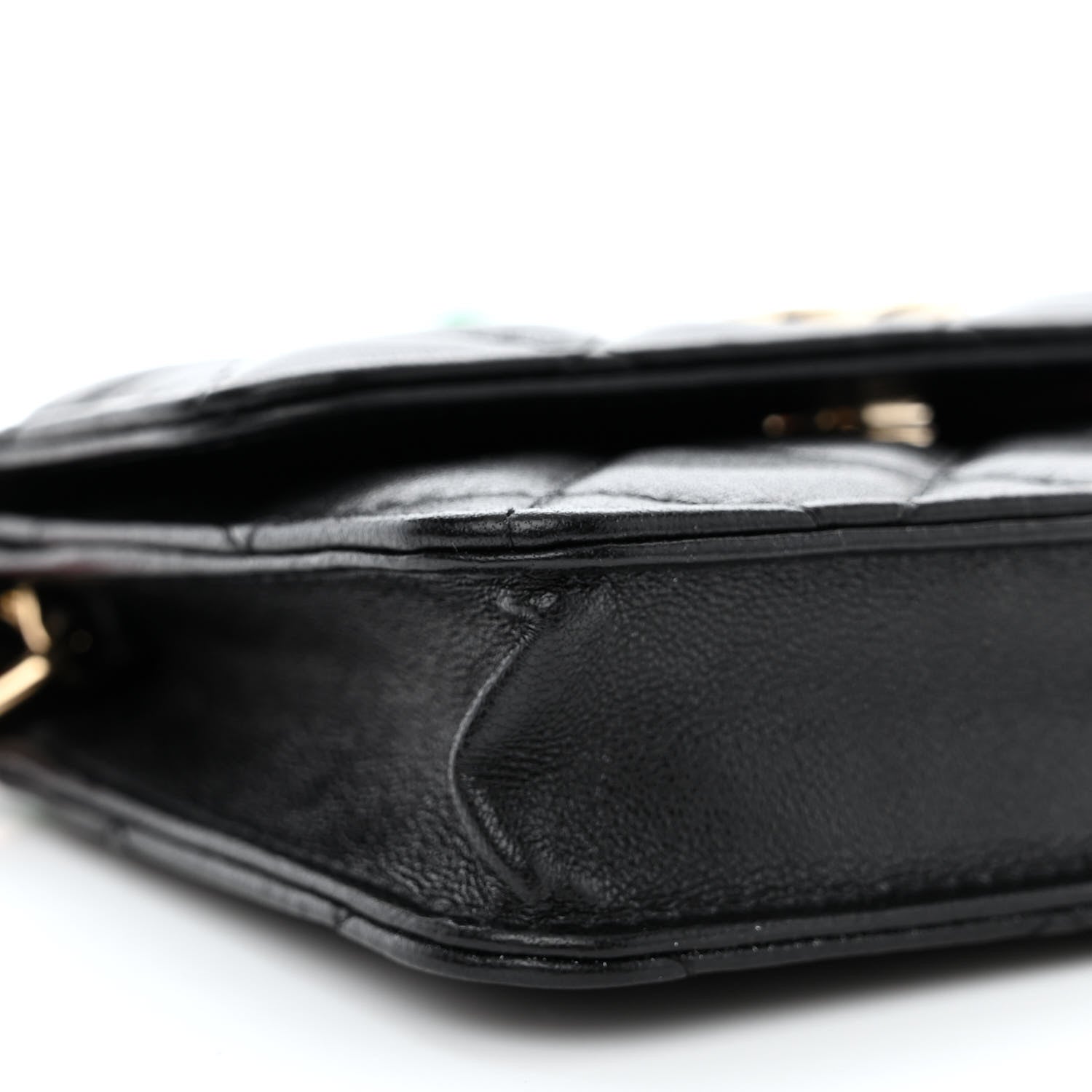 Chanel Shiny Lambskin Ribbon Quilted Flap Belt Bag Black 10 of 12