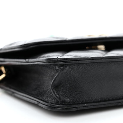 Chanel Shiny Lambskin Ribbon Quilted Flap Belt Bag Black 10 of 12