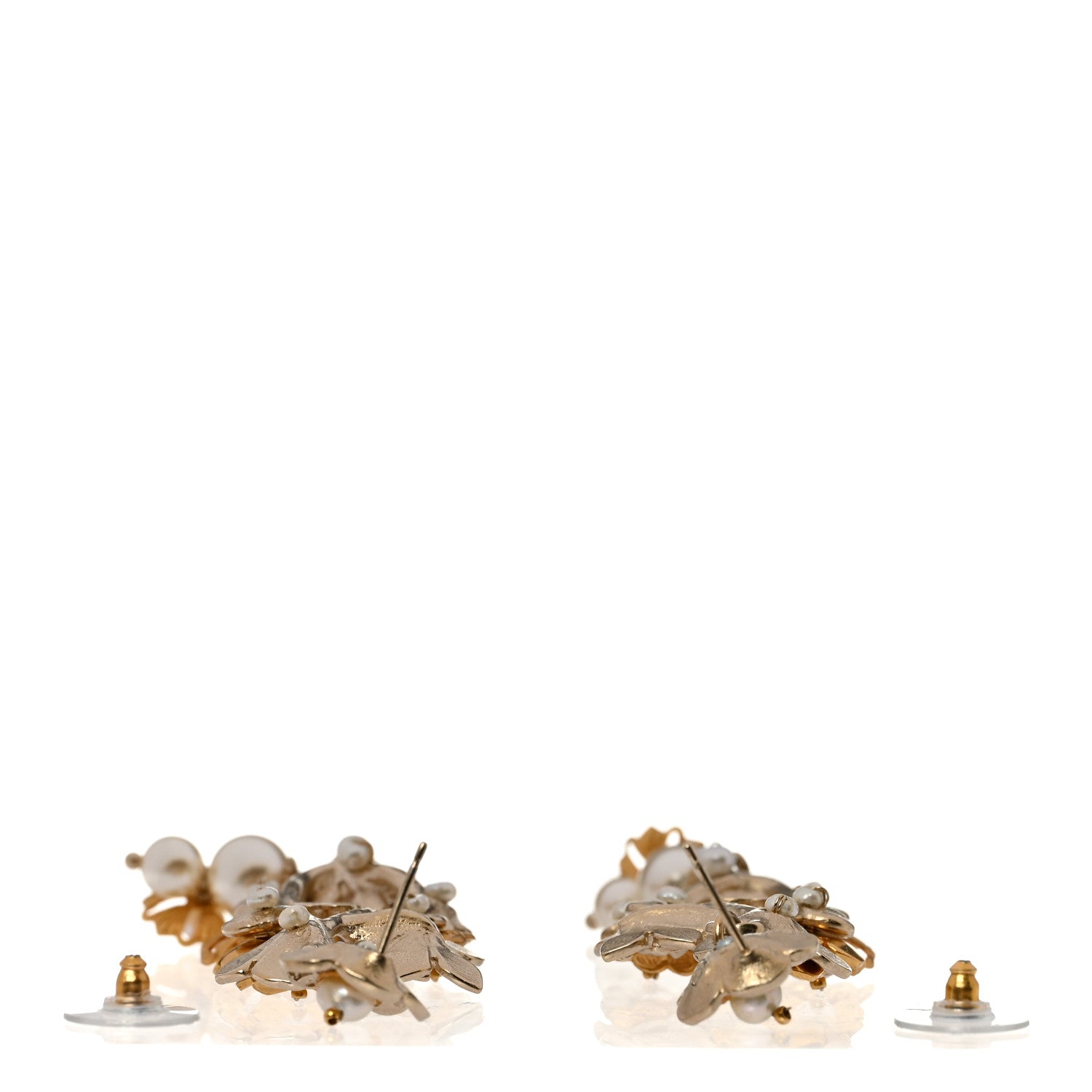 Chanel Pearl Camelia Earrings Gold 3 of 4