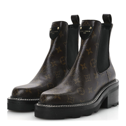 Louis Vuitton Patent Monogram LV Beaubourg Ankle Boots 37.5 Black 4 of 10