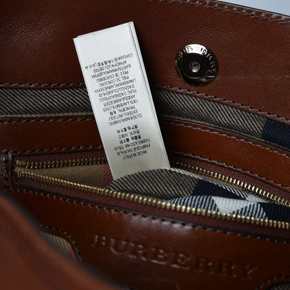 Burberry Soft Lambskin Bridle Calfskin Medium Gosford Hobo Dark Tan 7 of 7