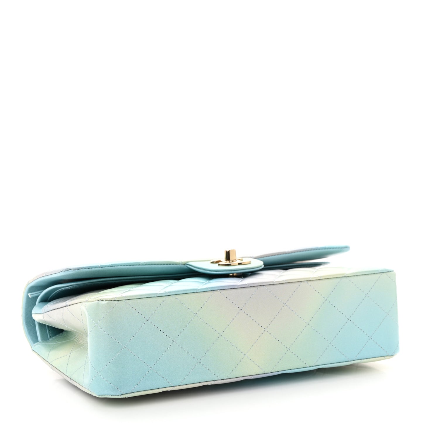 Lambskin Quilted Tie Dye Ombre Medium Double Flap Blue Multicolor