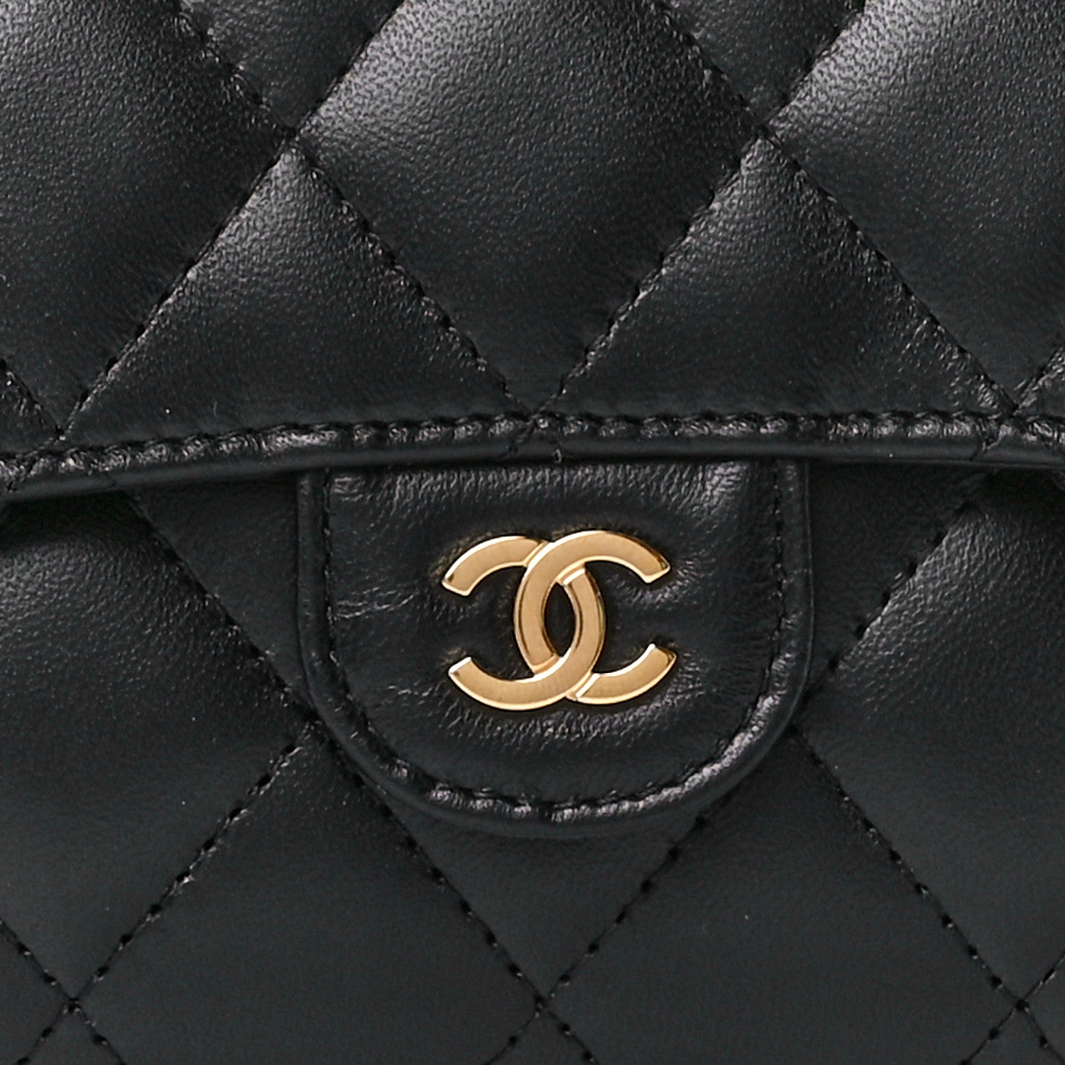 Chanel Lambskin Quilted Large Gusset Flap Wallet Black 9 of 12