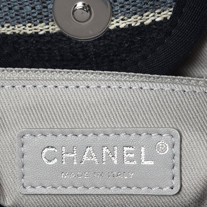 Chanel Striped Canvas Large Deauville Tote Dark Grey 7 of 9