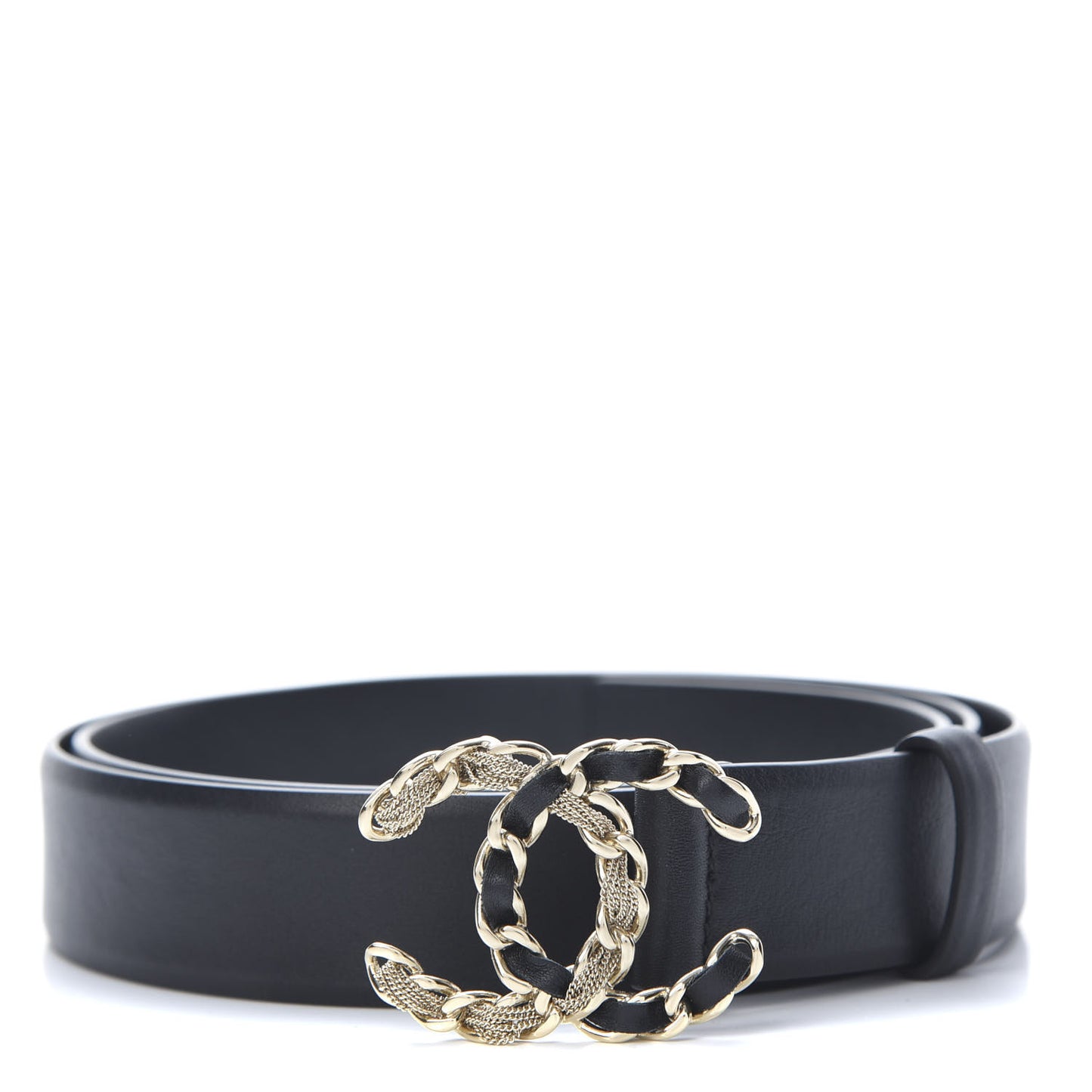 Calfskin CC Chain Belt 95 38 Black
