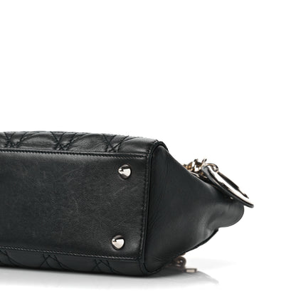 Christian Dior Lambskin Cannage Lady Dior Double Chain Bag Black 7 of 8