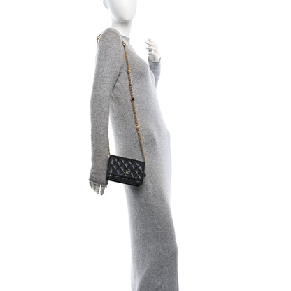 Chanel Lambskin Quilted CC Pearl Enamel Clutch on Chain WOC Black 2 of 13