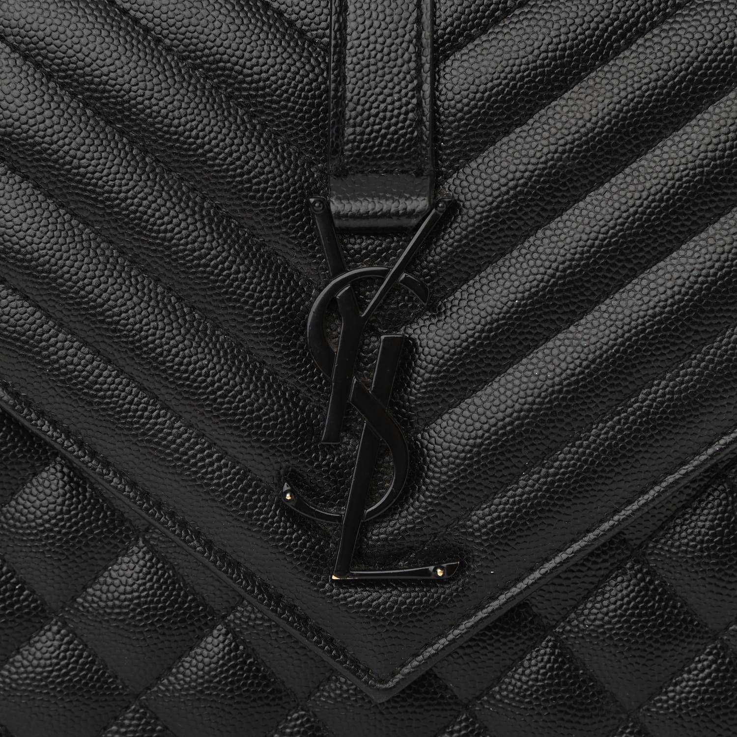 Saint Laurent Grain De Poudre Textured Mixed Matelasse Triquilt Medium Monogram Satchel Black 8 of 14