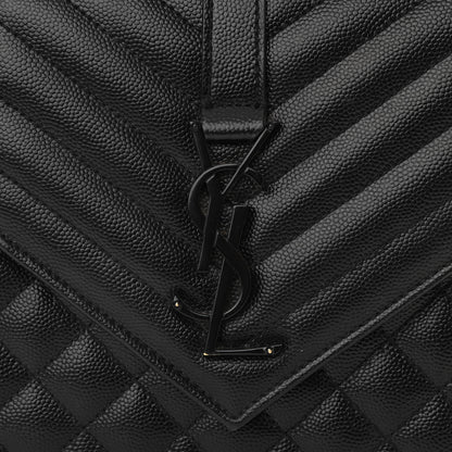 Saint Laurent Grain De Poudre Textured Mixed Matelasse Triquilt Medium Monogram Satchel Black 8 of 14