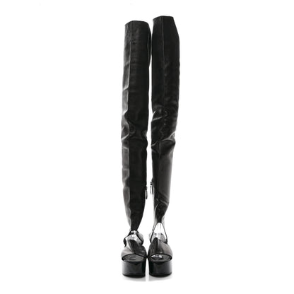 Chanel Calfskin CC Over The Knee Boots 40 Black 2 of 14