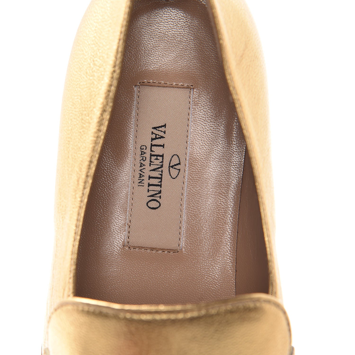 Valentino Garavani Metallic Calfskin Rockstud Loafers 39 Deep Gold 7 of 10