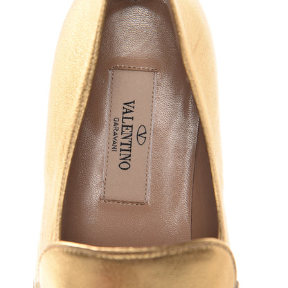 Valentino Garavani Metallic Calfskin Rockstud Loafers 39 Deep Gold 7 of 10