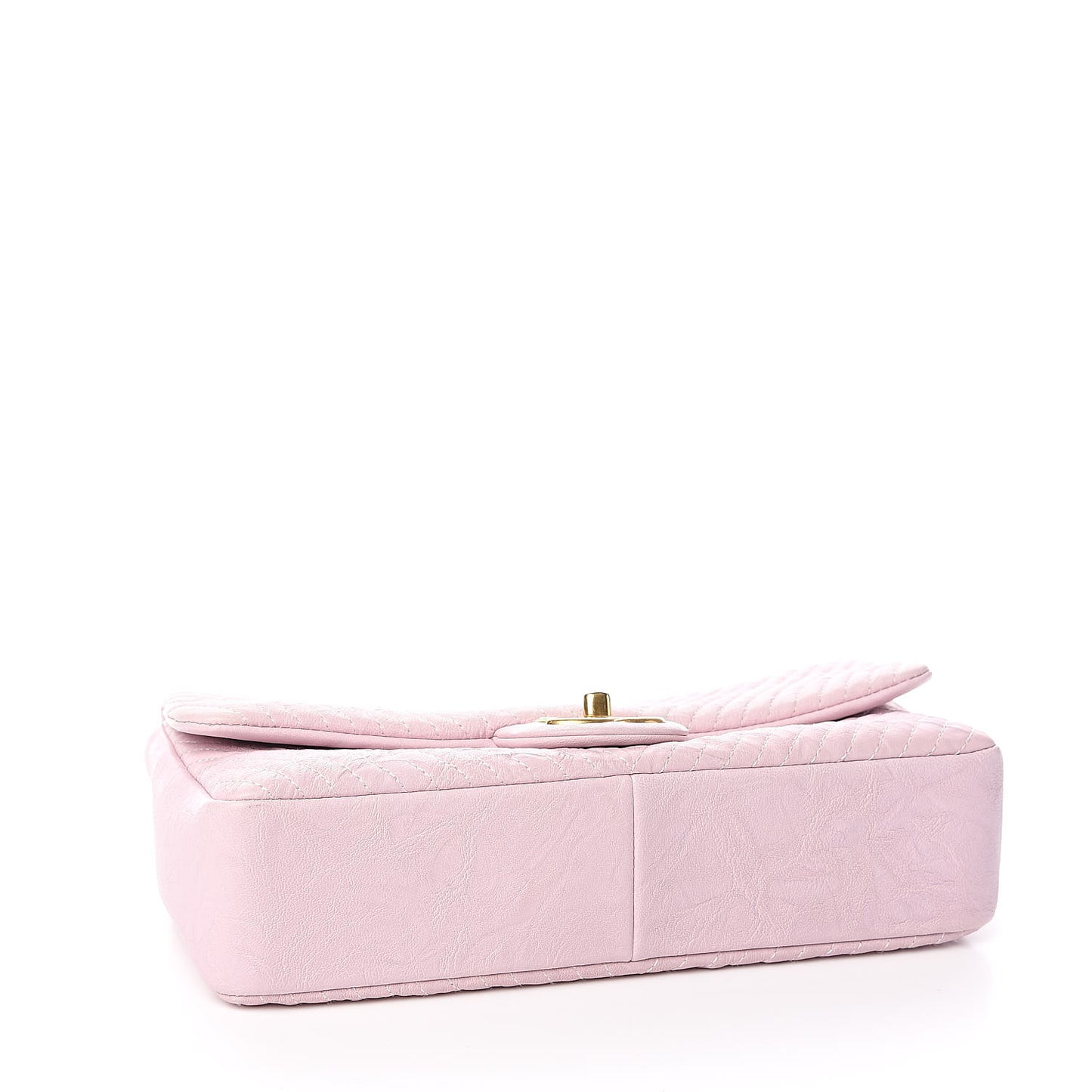 Wrinkled Lambskin Chevron Quilted Medium Flap Light Pink