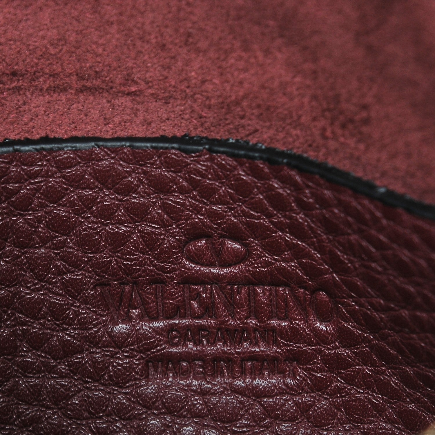 Valentino Garavani Pebbled Calfskin Rockstud Triple Zip Wristlet Pouch Burgundy 7 of 8