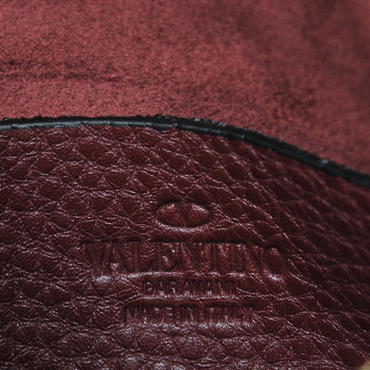 Valentino Garavani Pebbled Calfskin Rockstud Triple Zip Wristlet Pouch Burgundy 7 of 8