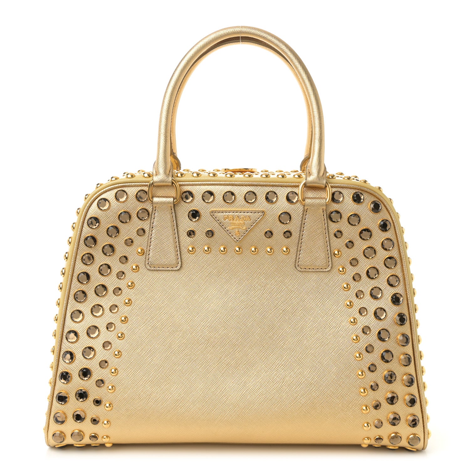 Prada Saffiano Vernice Crystal Pyramid Bag Platino 1 of 14