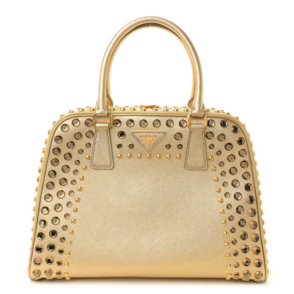 Prada Saffiano Vernice Crystal Pyramid Bag Platino 1 of 14