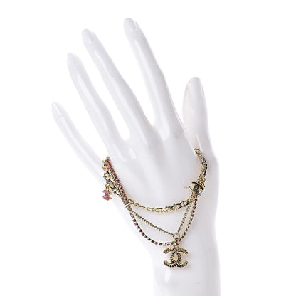 Chanel Crystal Chain CC Charm Bracelet Pink Gold 2 of 4